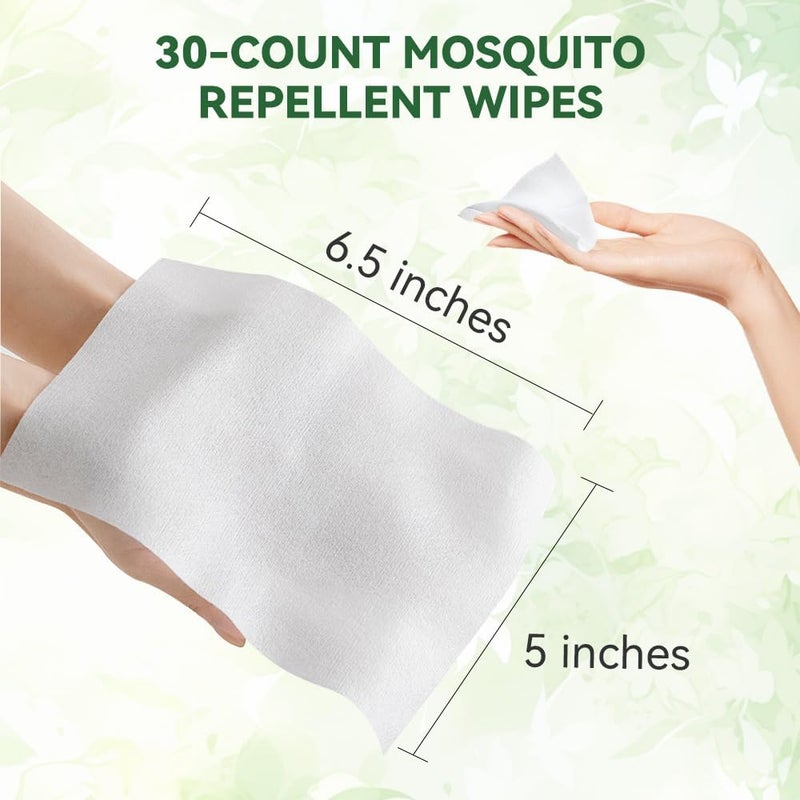 FLODTEEK 30 PCS Mosquito Repellent Wipes, Individually Wrapped Insect Repellent Wipes Made of Natural Plant-Based Essential Oils, Safe & Effective Insect Protection Perfect for Outdoor Activities, Long-Lasting - Image 4